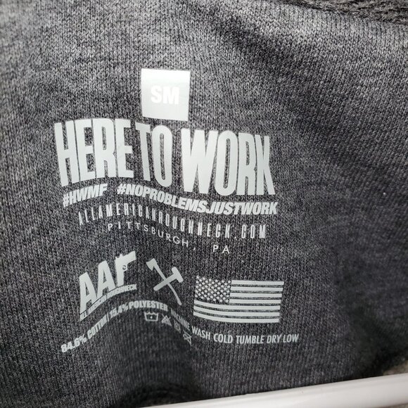 All American Roughneck Here To Work Easy Living French Terry Hoodie Small - Picture 7 of 10